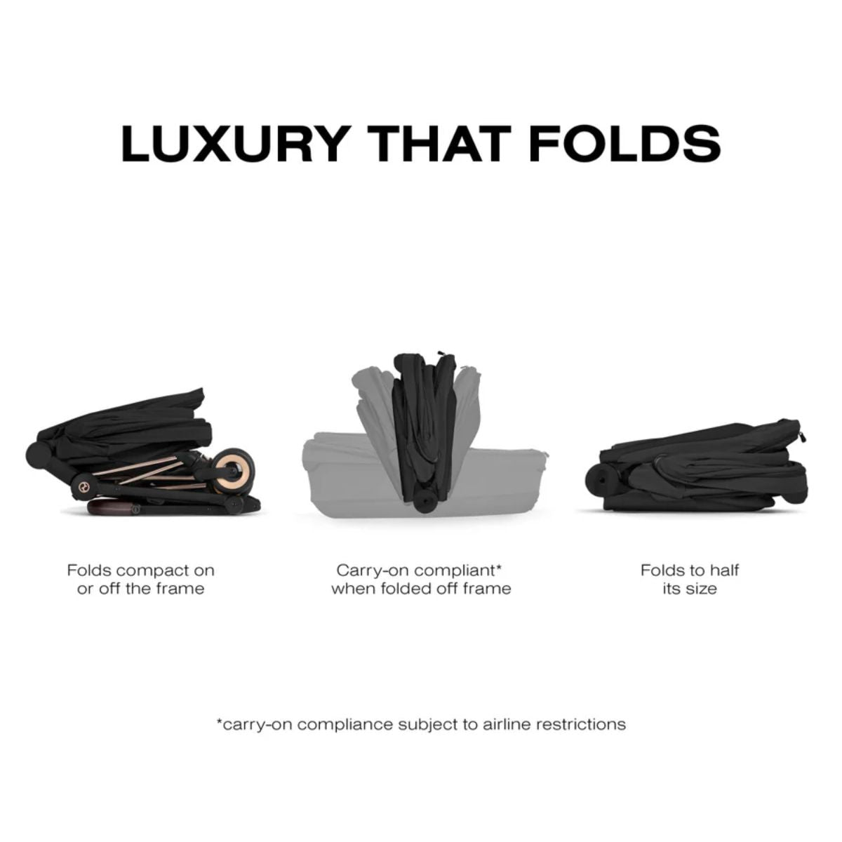 CYBEX MIOS/COYA Fold Lux Carry Cot Style Collection - Sepia Black - Compact Fold for Travel & Storage