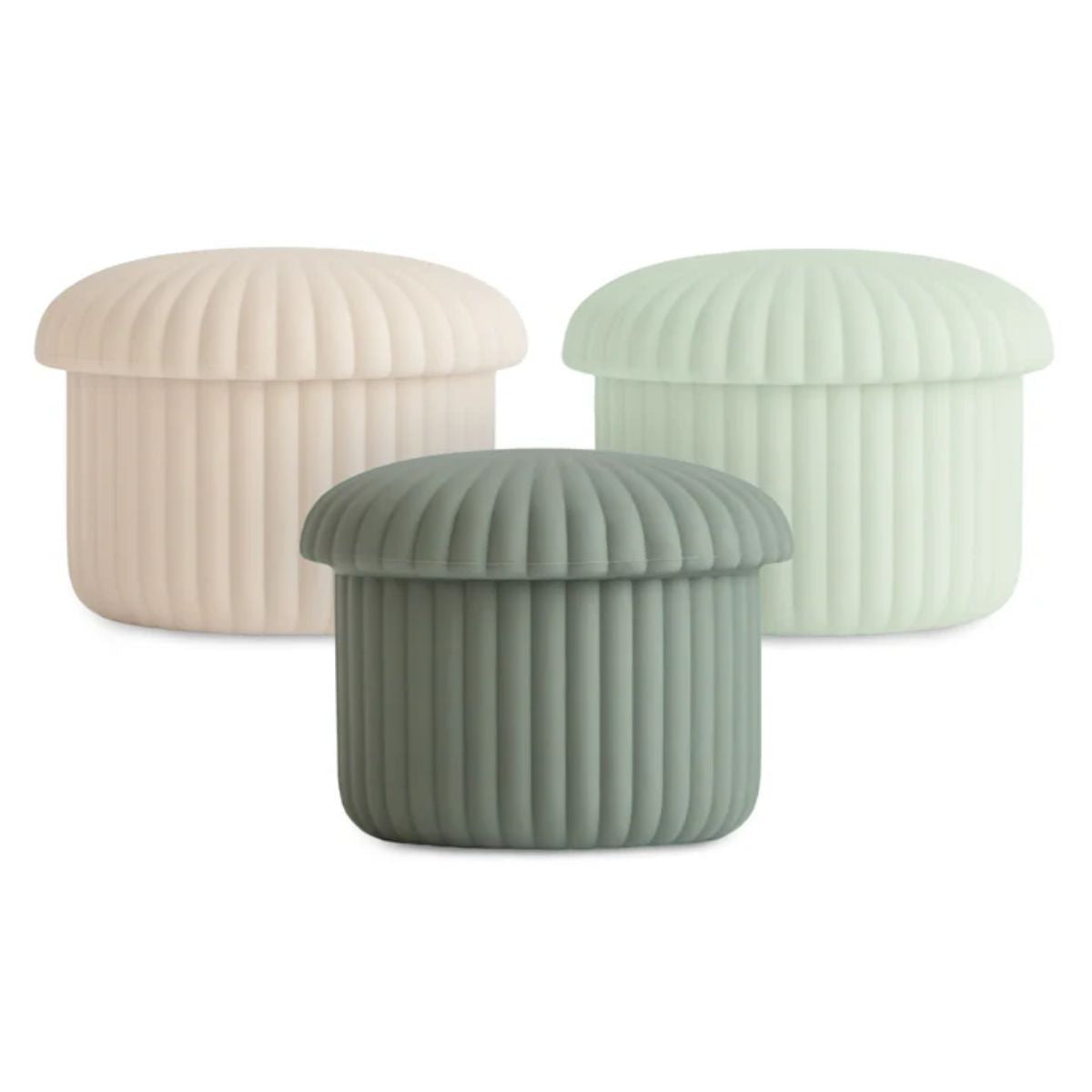 Mushie Silicone Baby Food Containers 3 pack set - Green Combo - Smart Organization for Daily Meals